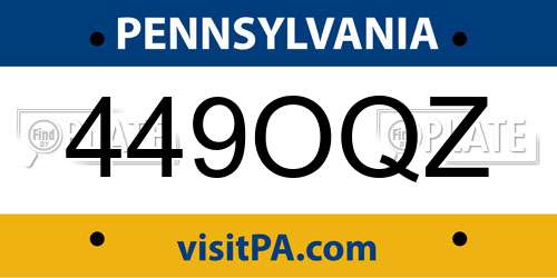 449OQZ Pennsylvania License Plate