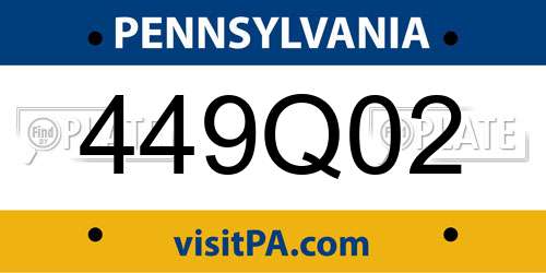449Q02 Pennsylvania License Plate