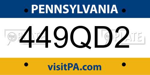 449QD2 Pennsylvania License Plate