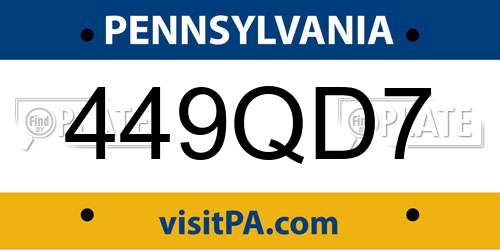 449QD7 Pennsylvania License Plate