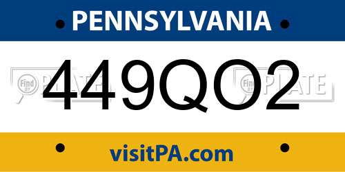 449QO2 Pennsylvania License Plate