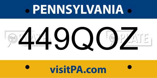 449QOZ Pennsylvania License Plate