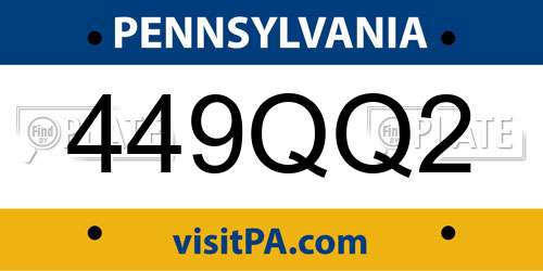 449QQ2 Pennsylvania License Plate