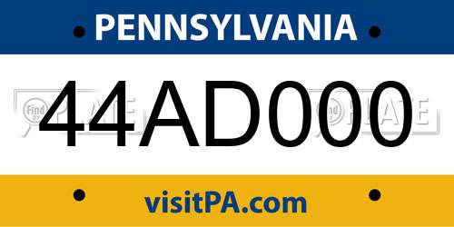 44AD000 Pennsylvania License Plate