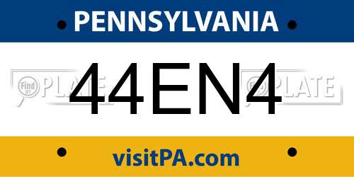 44EN4 Pennsylvania License Plate