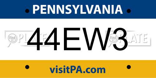 44EW3 Pennsylvania License Plate