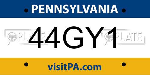 44GY1 Pennsylvania License Plate