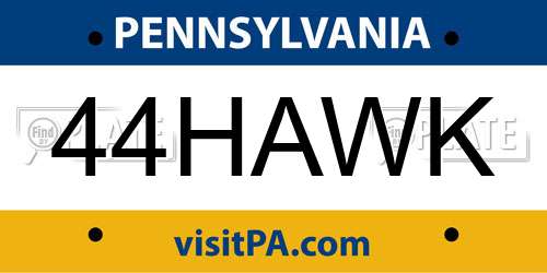 44HAWK Pennsylvania License Plate