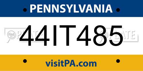 44IT485 Pennsylvania License Plate