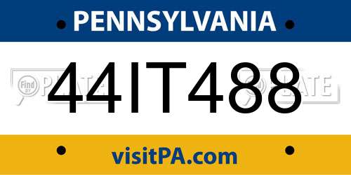 44IT488 Pennsylvania License Plate