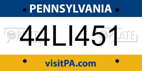 44LI451 Pennsylvania License Plate