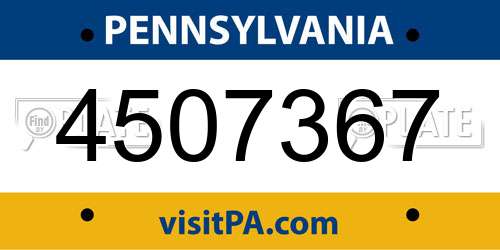 4507367 Pennsylvania License Plate