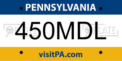 450MDL Pennsylvania License Plate