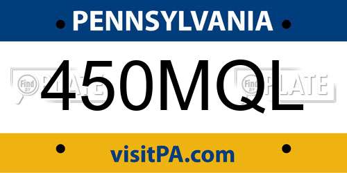 450MQL Pennsylvania License Plate