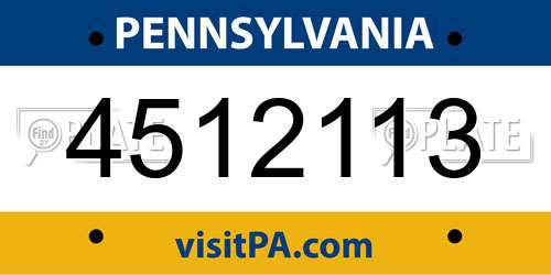 4512113 Pennsylvania License Plate