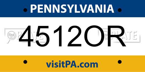 4512OR Pennsylvania License Plate