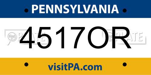 4517OR Pennsylvania License Plate