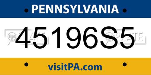 45196S5 Pennsylvania License Plate