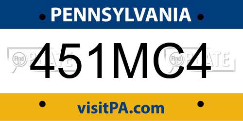 451MC4 Pennsylvania License Plate