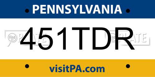 451TDR Pennsylvania License Plate