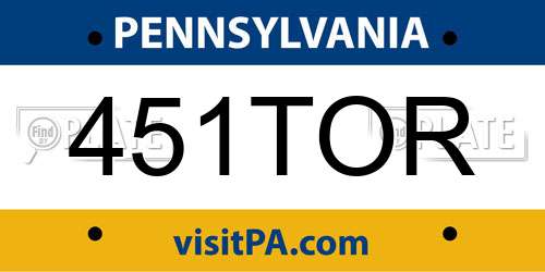 451TOR Pennsylvania License Plate