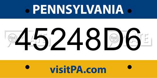 45248D6 Pennsylvania License Plate