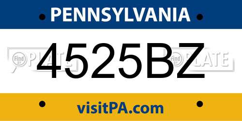 4525BZ Pennsylvania License Plate