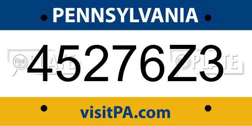 45276Z3 Pennsylvania License Plate