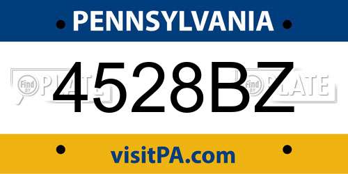 4528BZ Pennsylvania License Plate