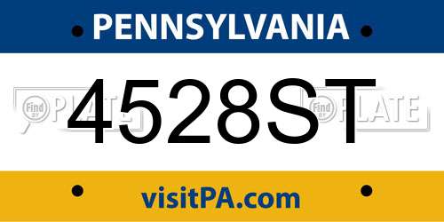 4528ST Pennsylvania License Plate