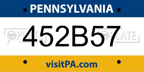 452B57 Pennsylvania License Plate