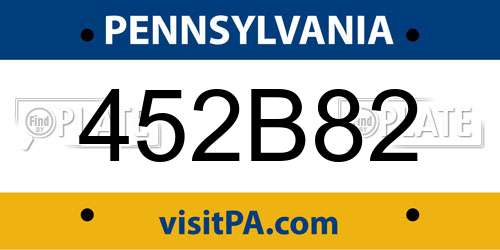 452B82 Pennsylvania License Plate