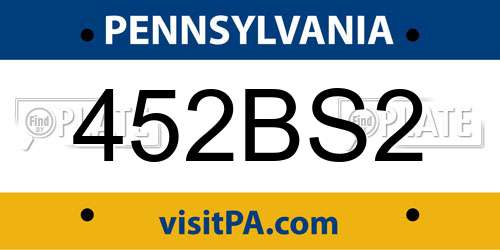 452BS2 Pennsylvania License Plate