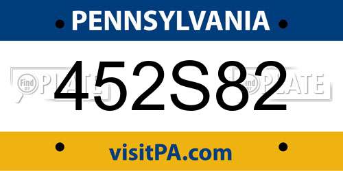452S82 Pennsylvania License Plate