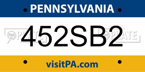 452SB2 Pennsylvania License Plate