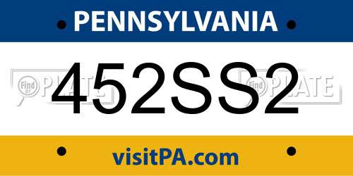 452SS2 Pennsylvania License Plate