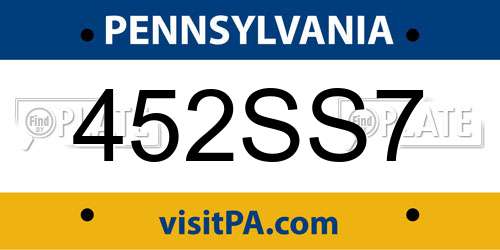 452SS7 Pennsylvania License Plate