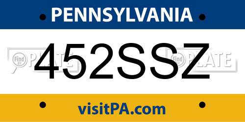 452SSZ Pennsylvania License Plate