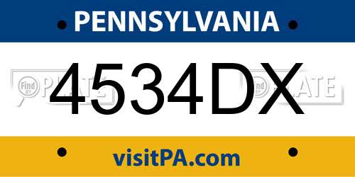 4534DX Pennsylvania License Plate