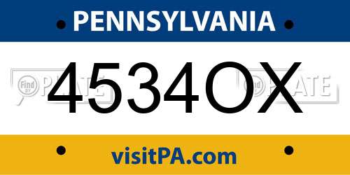 4534OX Pennsylvania License Plate