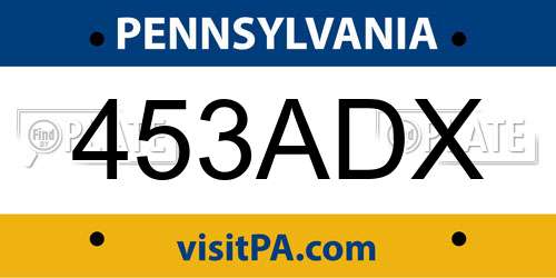 453ADX Pennsylvania License Plate