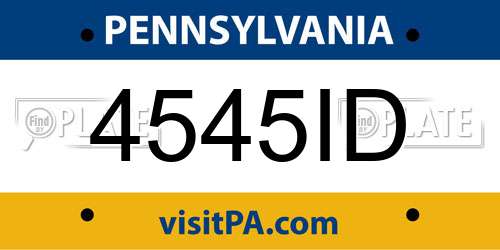 4545ID Pennsylvania License Plate