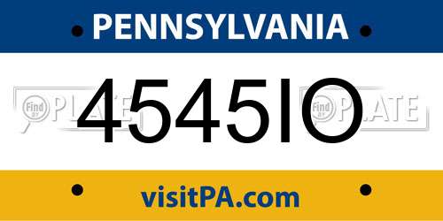 4545IO Pennsylvania License Plate