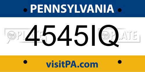 4545IQ Pennsylvania License Plate