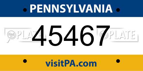 45467 Pennsylvania License Plate