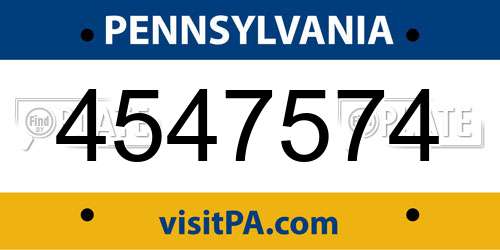 4547574 Pennsylvania License Plate