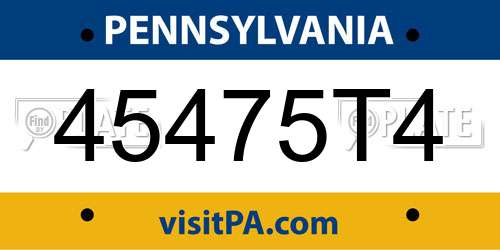 45475T4 Pennsylvania License Plate