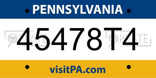 45478T4 Pennsylvania License Plate