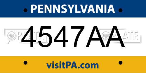 4547AA Pennsylvania License Plate