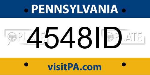 4548ID Pennsylvania License Plate
